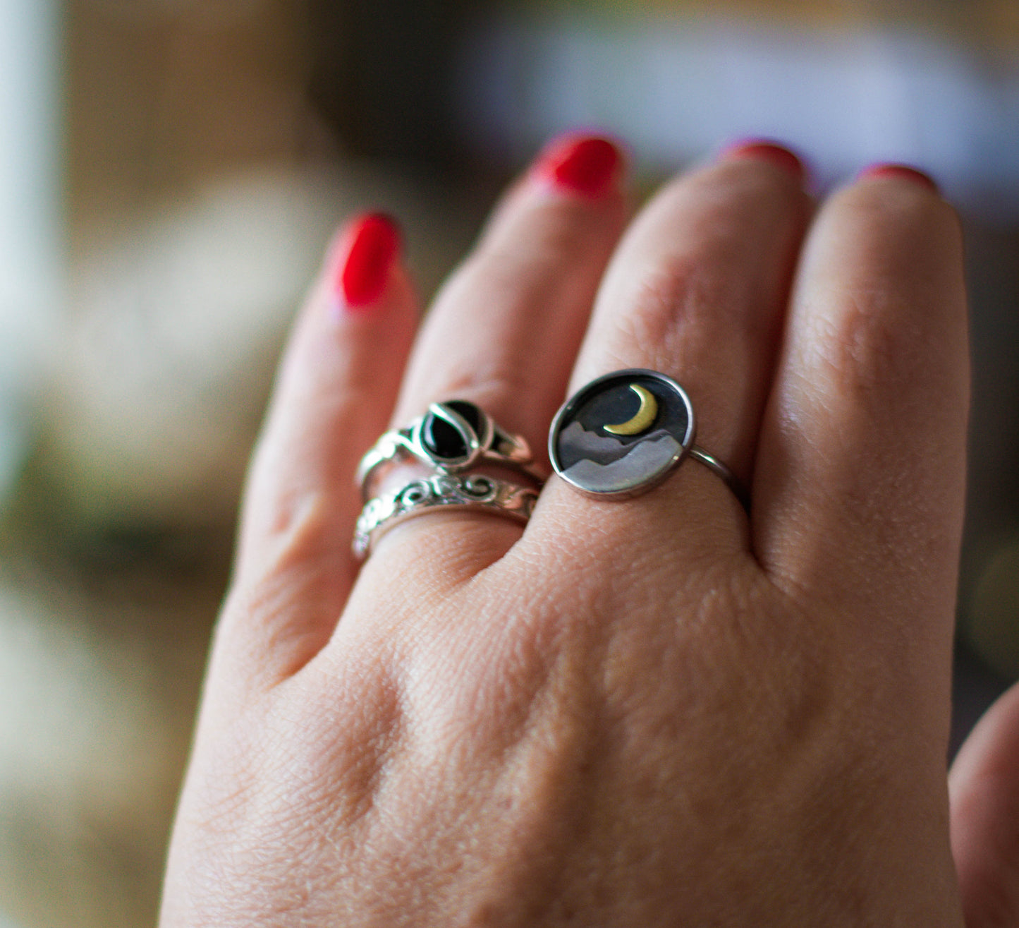 Preloved Size S moon Ring