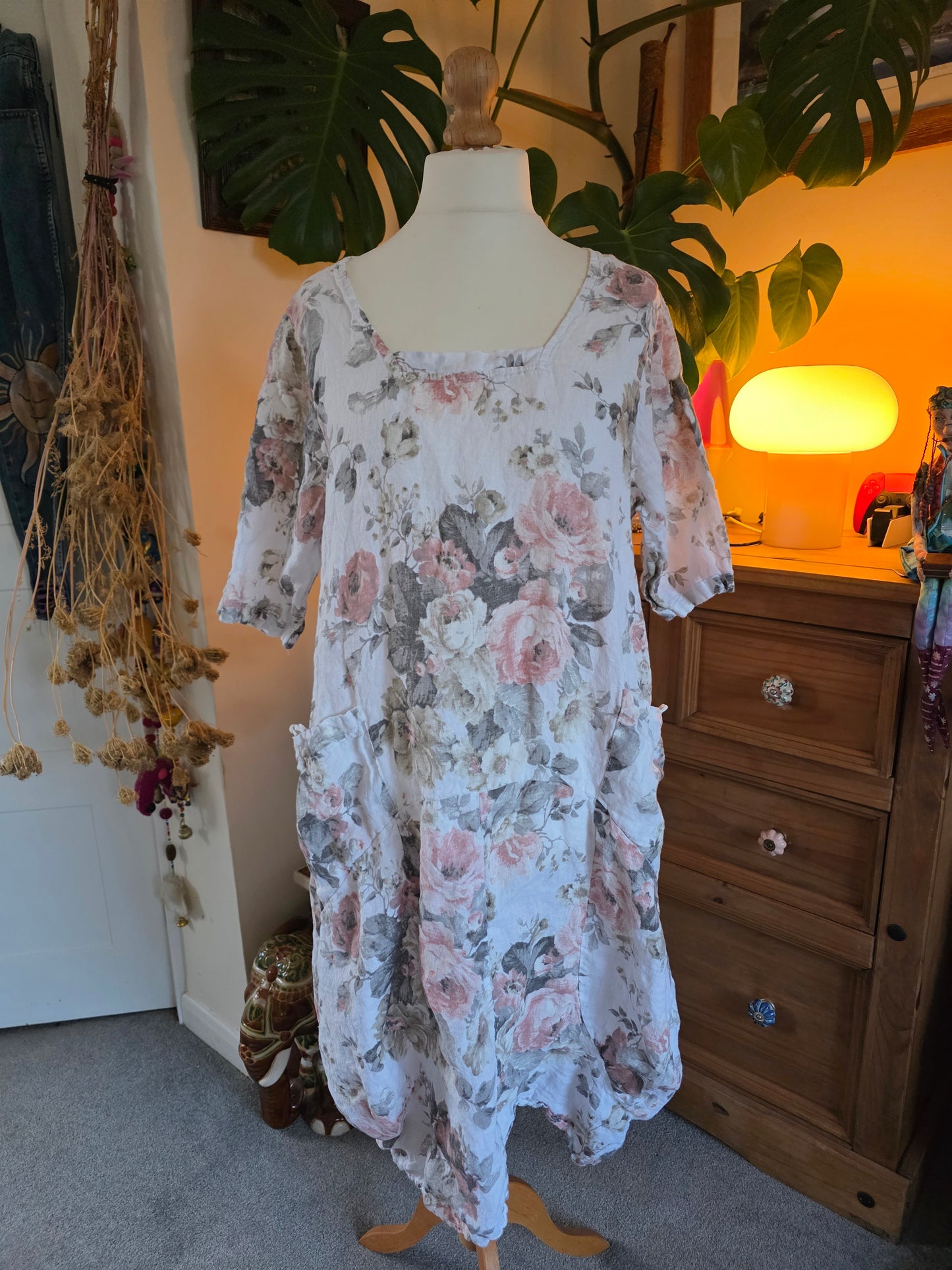 Preloved Linen Dress UK16-18