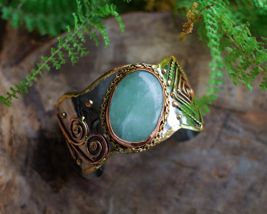 Hammered Cuff Bracelet, Aventurine