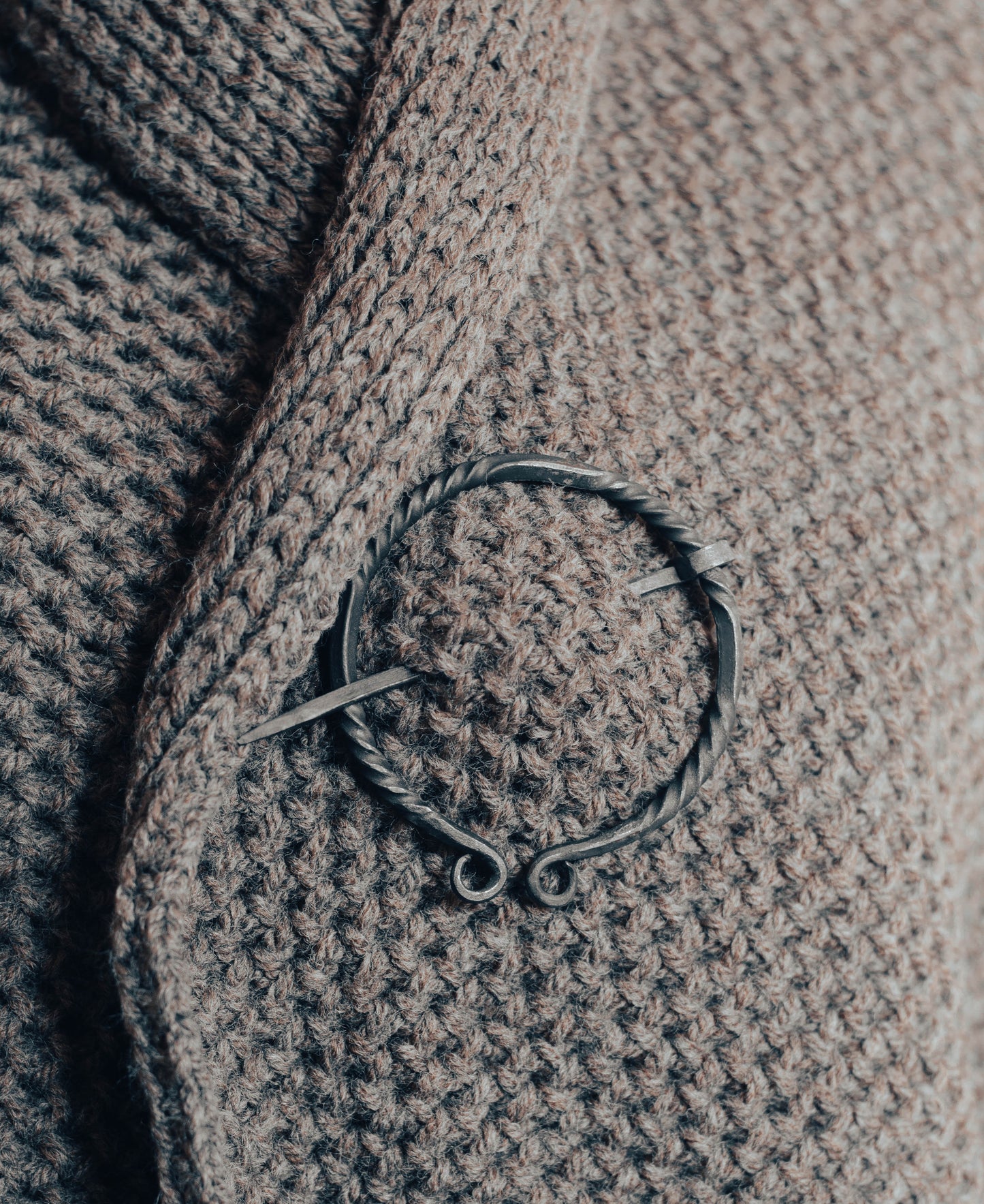 Hand Forged Steel Ring Brooch