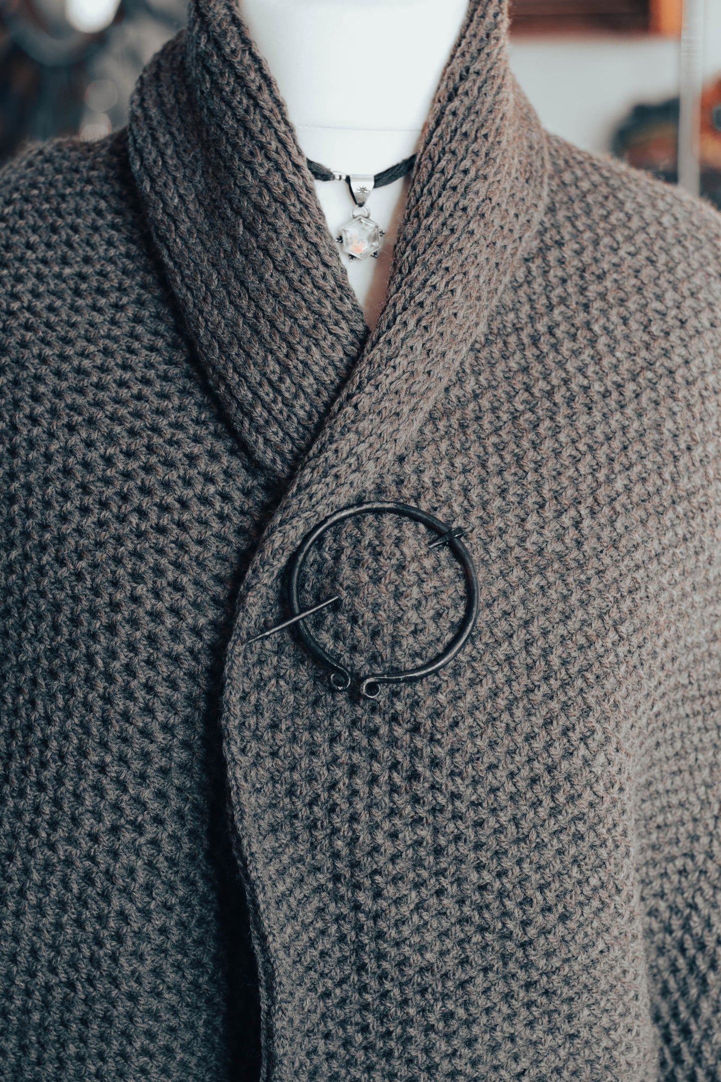 Hand Forged Steel Ring Brooch