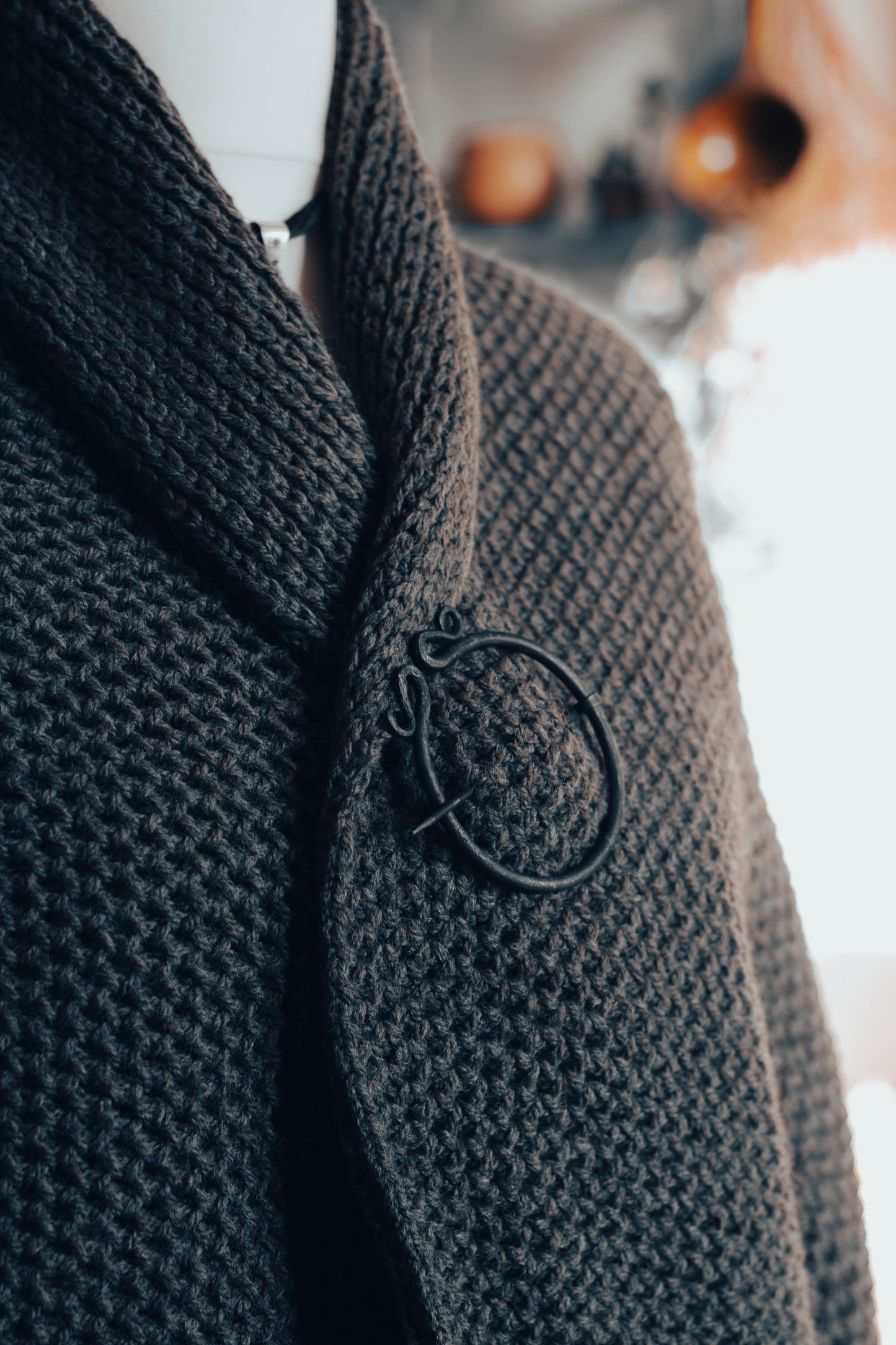 Hand Forged Steel Ring Brooch