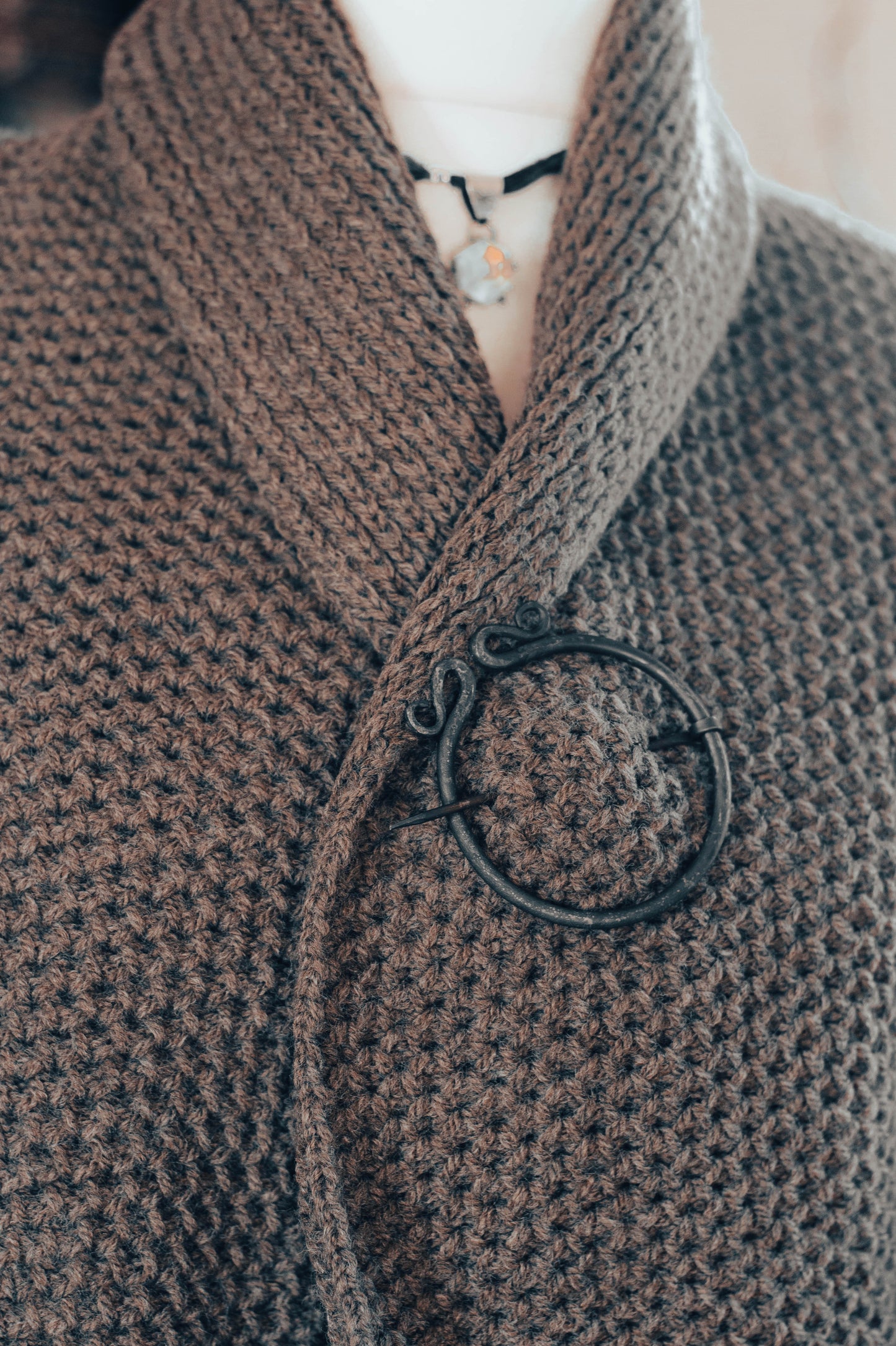 Hand Forged Steel Ring Brooch