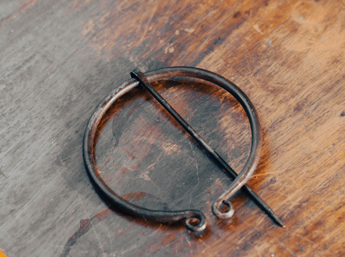 Hand Forged Steel Ring Brooch