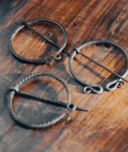 Hand Forged Steel Ring Brooch