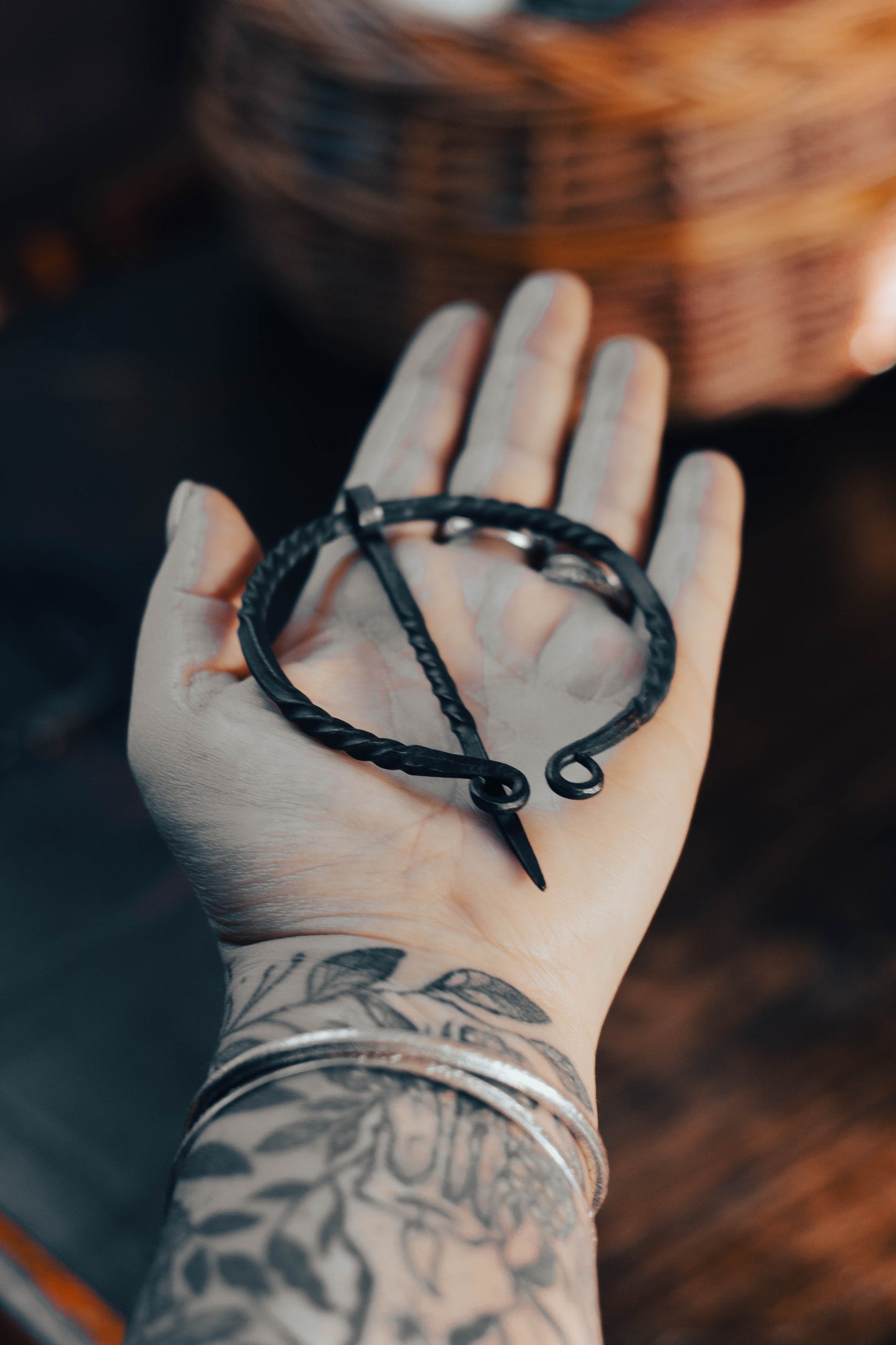 Hand Forged Steel Ring Brooch