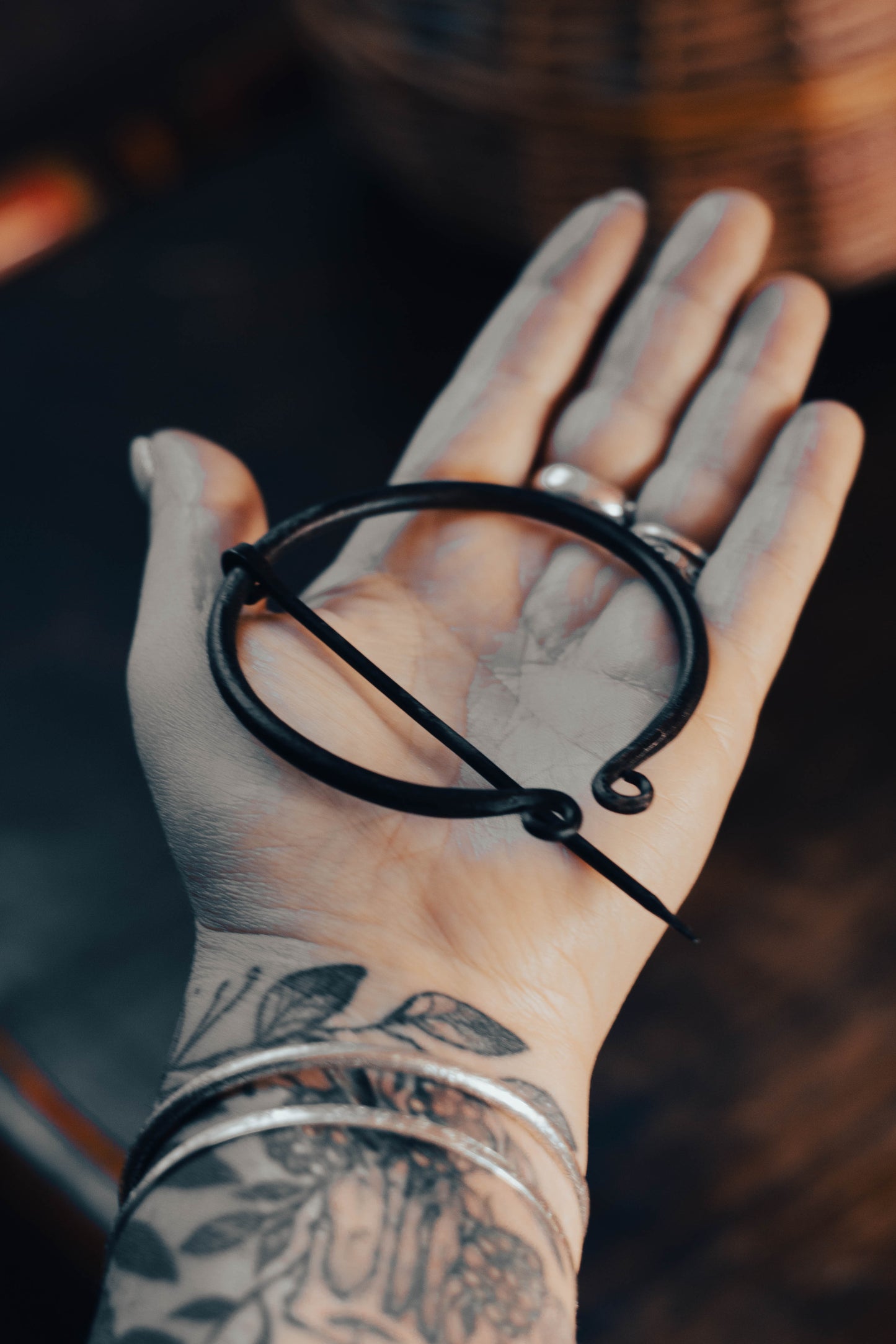 Hand Forged Steel Ring Brooch