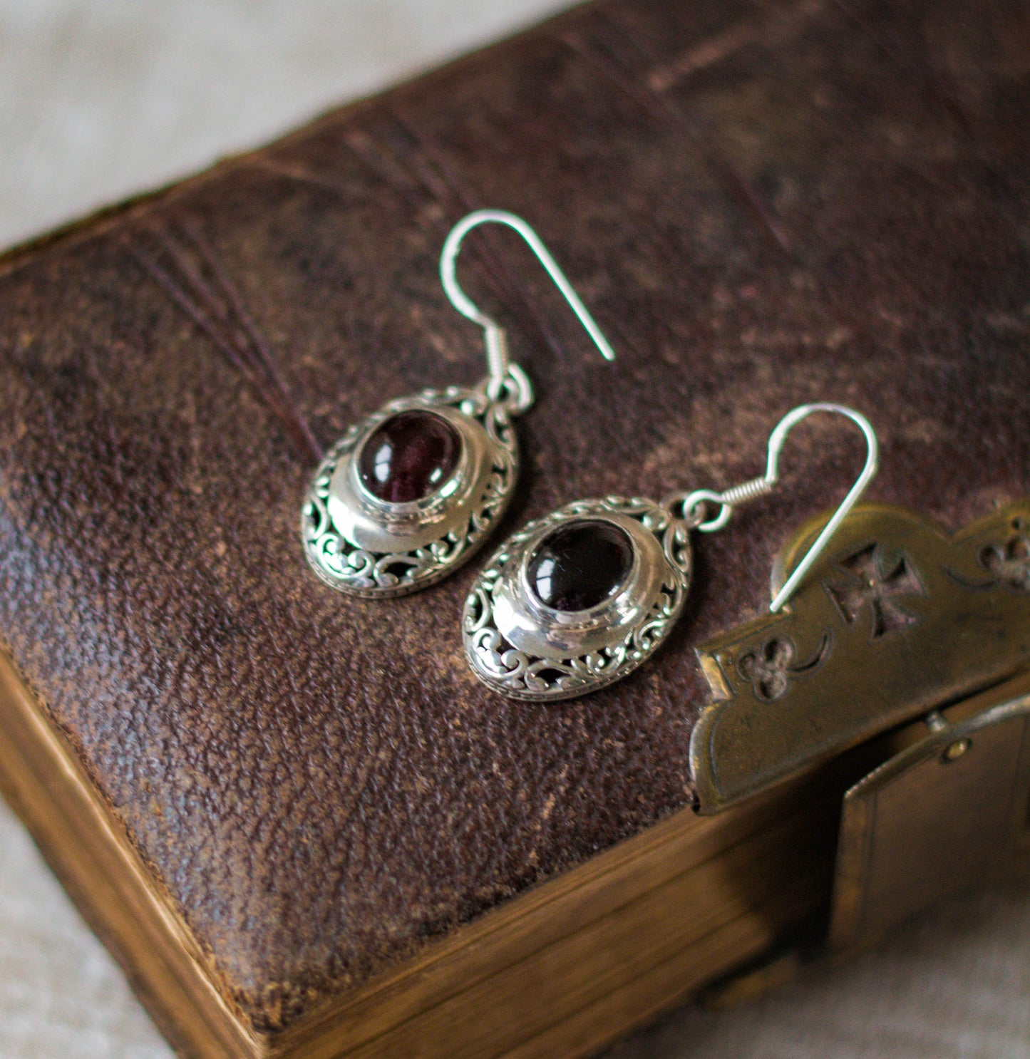 Sterling Silver and Garnet Earrings.
