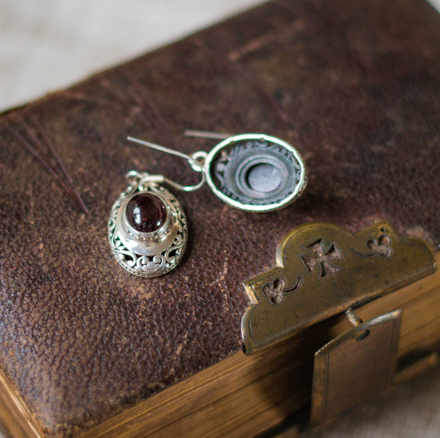 Sterling Silver and Garnet Earrings.