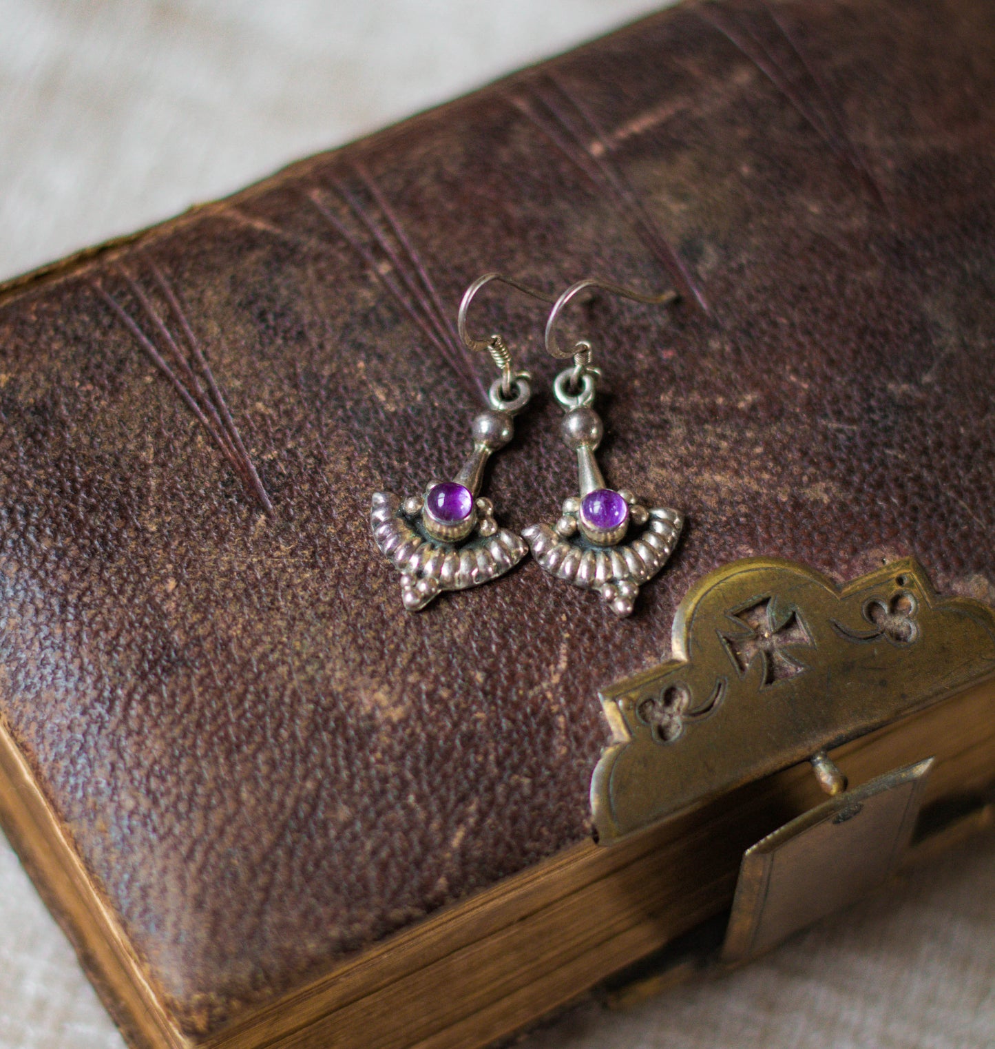 Vintage Amethyst Indian Earrings
