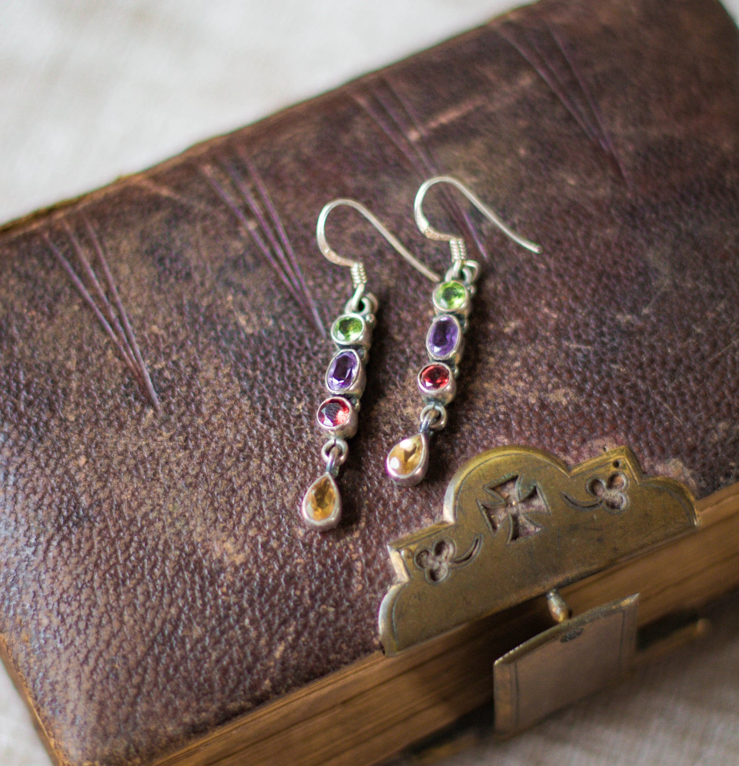Vintage Multi Precious Stone Earrings