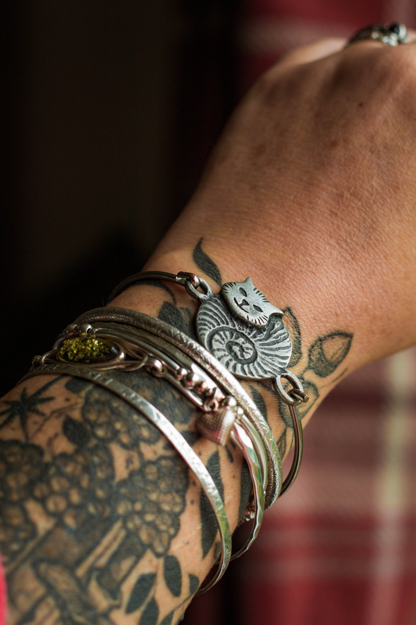 Vintage Kitty Pewter Bangle, St.Justin