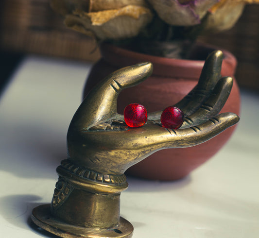 Vintage Red Glass Studs