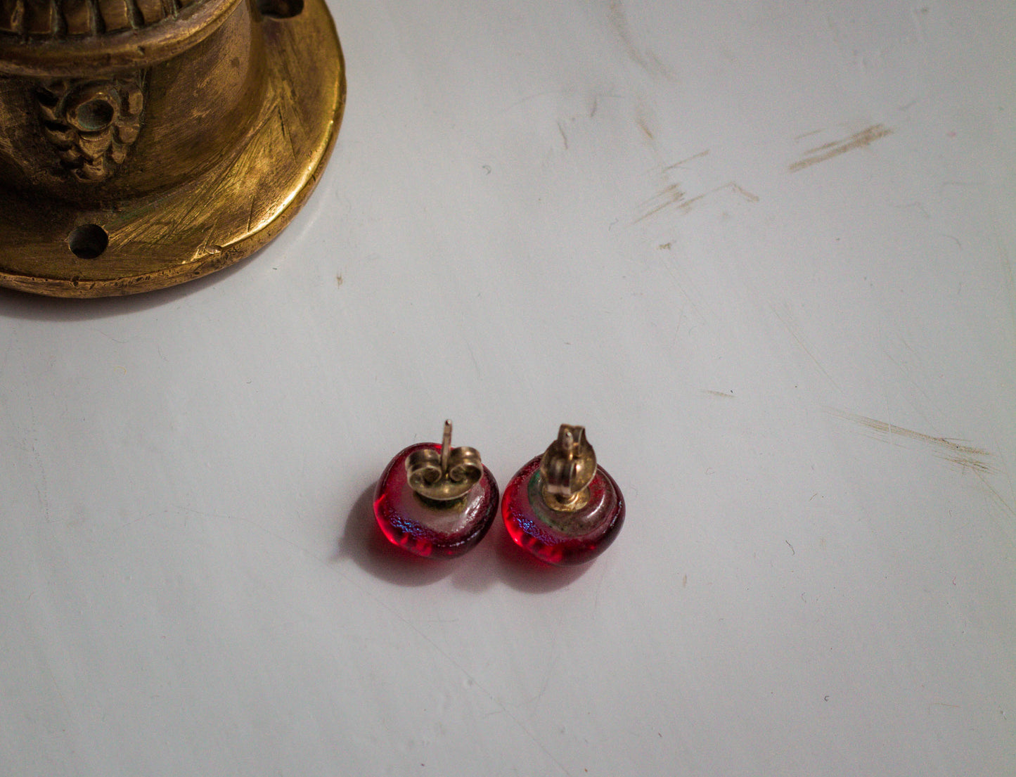 Vintage Red Glass Studs