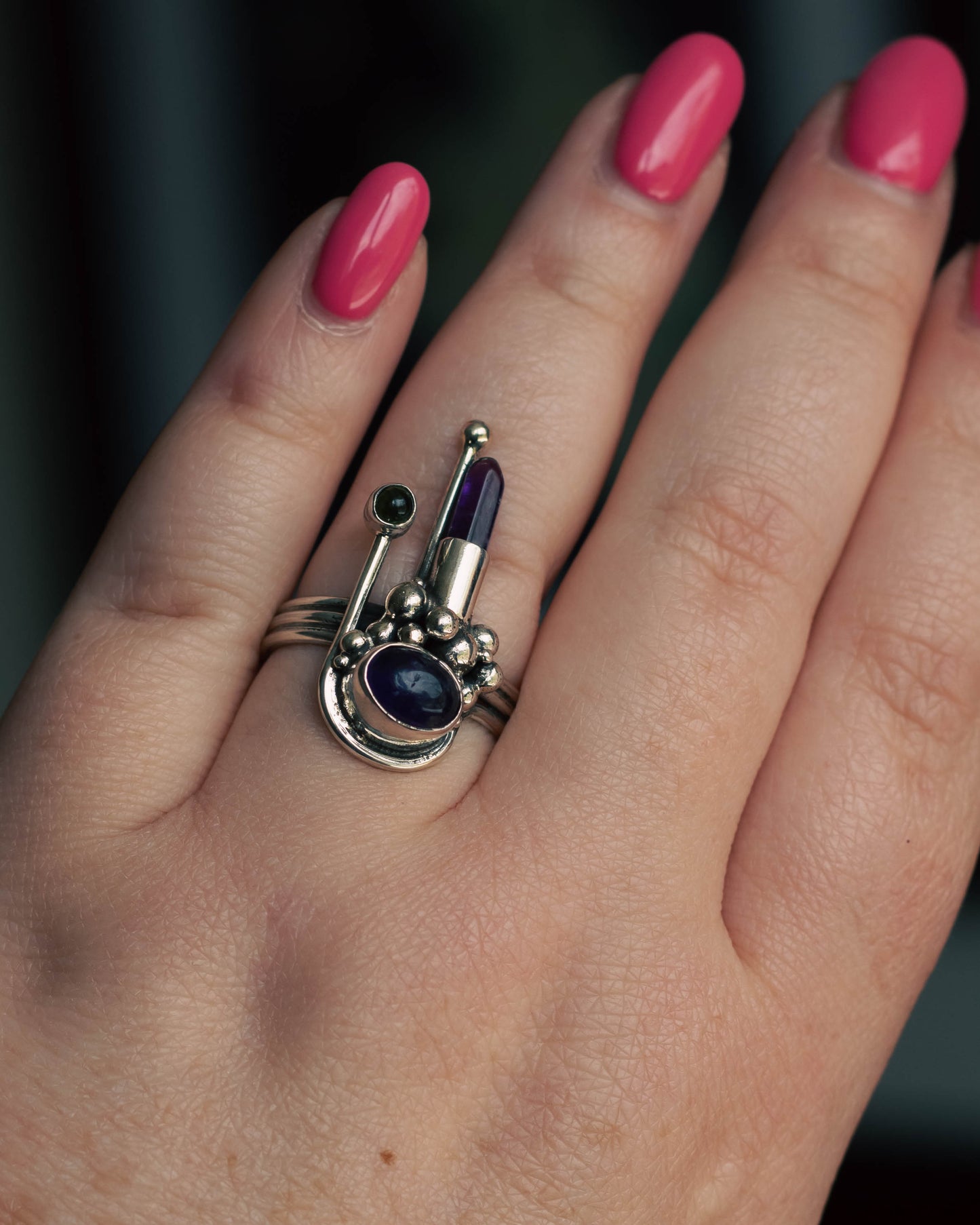 Amethyst and Peridot Ring