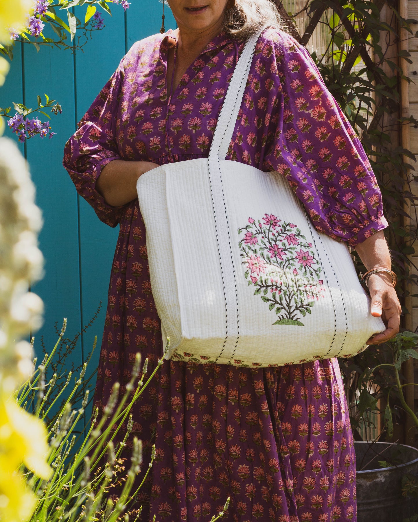 Block Print Kantha Tote Bag