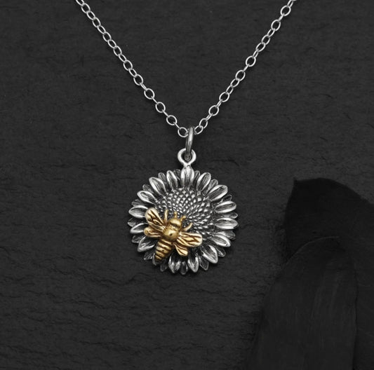 Sunflower Bee Necklace