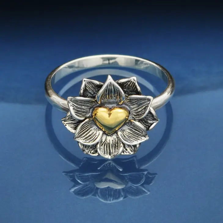 Lotus Ring with Bronze Heart