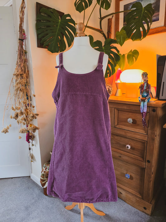 Preloved Corduroy Pinafore Dress UK16-22