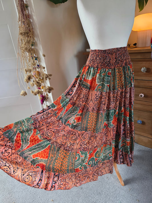 Preloved Indian Silk Skirt UK10-20