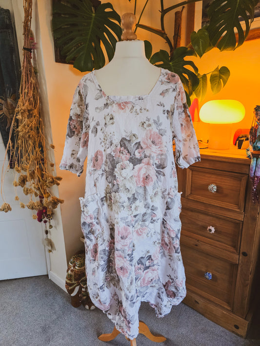 Preloved Linen Dress UK16-18