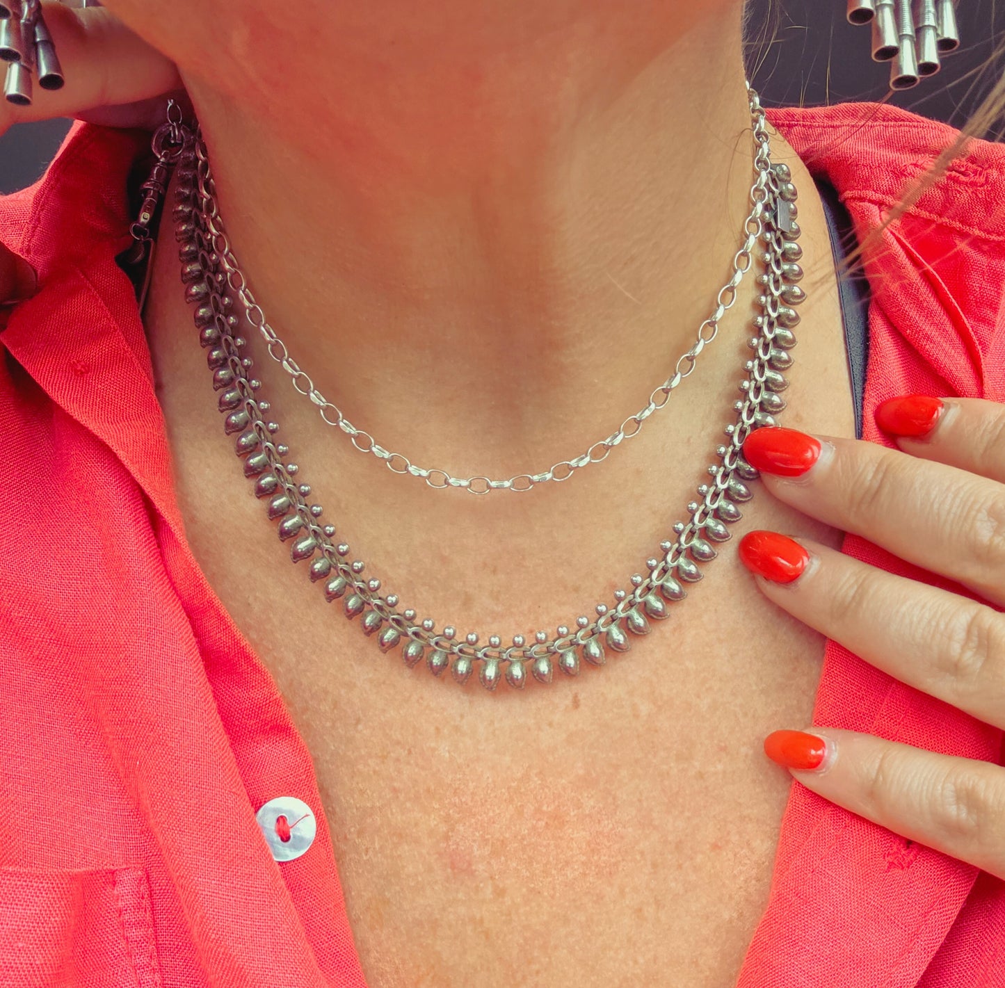 Antique Sterling Silver Indian Necklace